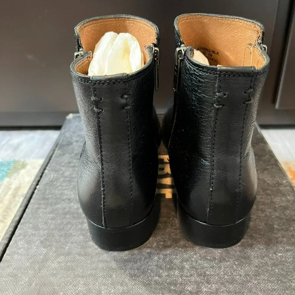 Frye Carly Double Zip Booties Ankle Boots, Black Leather, US 6.5 - New in Box! - Picture 8 of 11